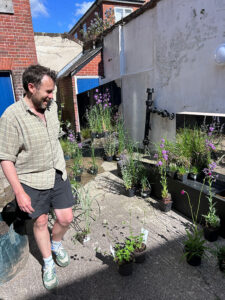 Landscape designer Richard Connell surveying his work.